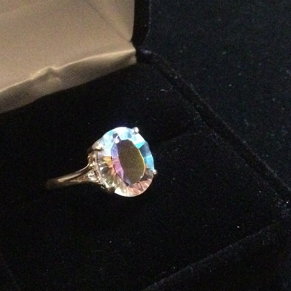 Unusual Aqua Aura Mystic Topaz Ring - Picture 13 of 13